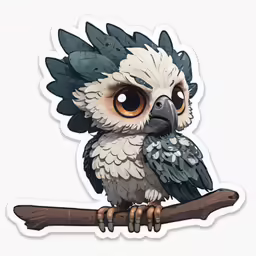 an owl on a branch with a white background