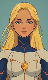the blond - haired girl with long, straight hair wearing a blue shirt is in a comics