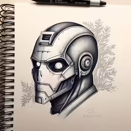 a drawing of the iron man in pencil