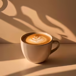 an artific coffee cup with a latte