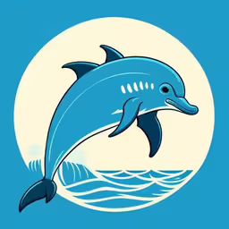 a dolphin jumping out of the water in a circle,an image of a dolphin swimming in the ocean