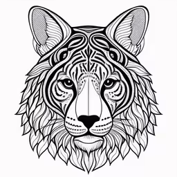 a black and white drawing of a tiger head,the head of a tiger on a white background