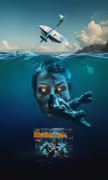 a scene from star trek film, where the crew is swimming in water