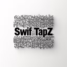 the word swift tapz made out of text and font on white paper