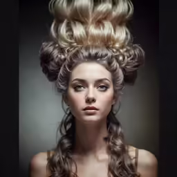 a beautiful blond woman with curls on her head