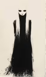 a ghost girl is standing behind a white background