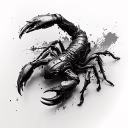 the black scorpion has splothes and black paint
