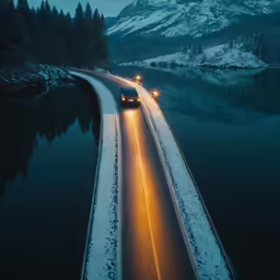 an aerial view of traffic on the interstate at night