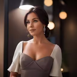 a woman in a dress is standing in the light