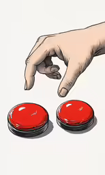 a hand is pointing at some red food