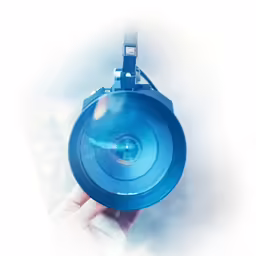 an open camera lens being held in hand