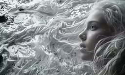 a beautiful white woman laying in the water