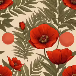 red flowers are on a white background with large green leaves