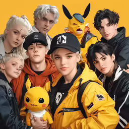 group of teenagers in yellow clothing pose for a photo