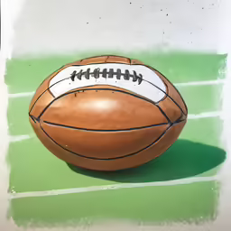 an old - fashioned football on a grass pitch