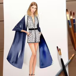 an image of a model on the runway sketching