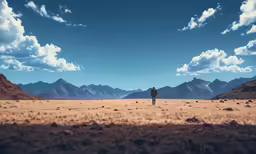 man standing in the middle of an empty field