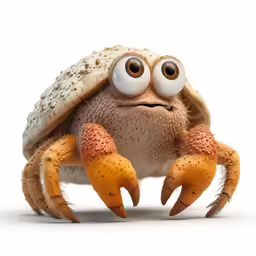 a creepy crab with large eyes is looking into the camera