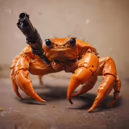 crab with machine guns on top of its body