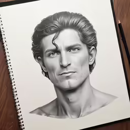 the drawing of an actor is shown on paper