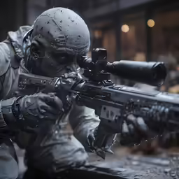 an animated character aiming a gun