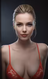 an attractive young blonde lady in lingerie and posing for a portrait