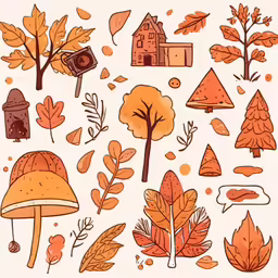a hand drawn design of different things that are on a surface