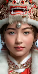 asian woman with big smile in traditional costume