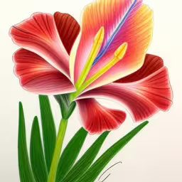 this is an original painting on paper of a flower,a drawing of a red flower is seen here