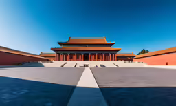 the building is in china with red walls
