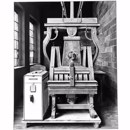 black and white photo of an old mechanical machinery