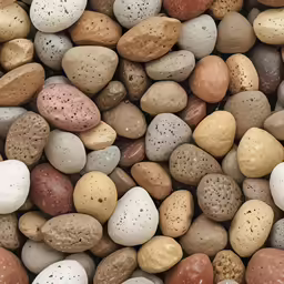 a lot of small rocks that have dots on them