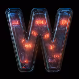 a letter written in red light with the outer letters illuminated by firework
