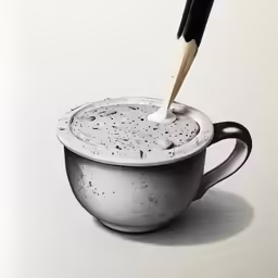 a painting of a cup filled with liquid