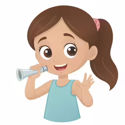 a girl with big eyes and a blue dress talking on the phone