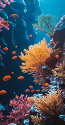 a reef with small groups of fish swimming in it