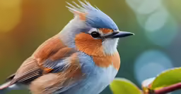 there is a blue bird with orange and white feathers on it