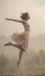 a young woman in a dress dancing with a bare back