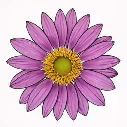an ink drawing of a large purple flower