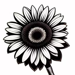 a black and white sunflower has petals of a large flower