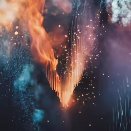 fireworks exploding at night near a tall building