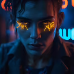 a close up view of someone wearing makeup with gold eyes