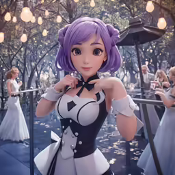 the screenshot of a cute anime girl standing outside