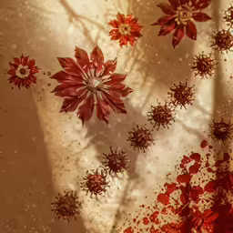 red and white flowers placed on a white surface