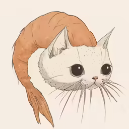 a watercolor drawing of a cat with large eyes