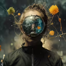 woman with floral design in her face over her eyes