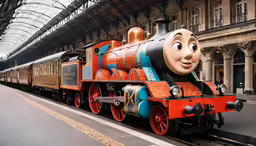 thomas the tank engine is on display at the station