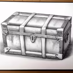 a black and white drawing of a trunk