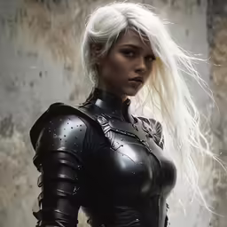 a close up of a very pretty lady in catwoman armor