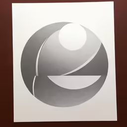 a white print with the logo for a company